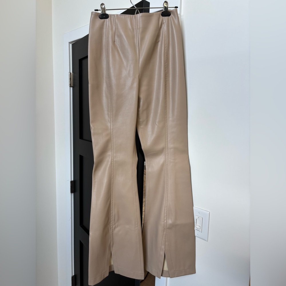 We The Free Tan Vegan Leather Flared Pants